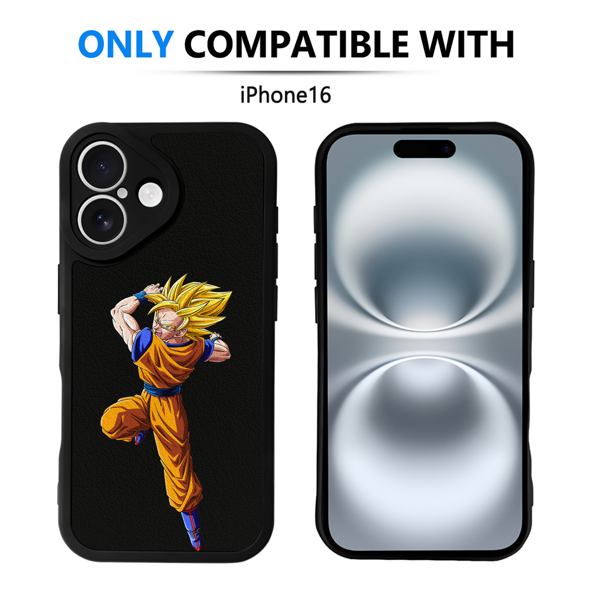 （画像用） ドラゴンボール 孫悟空（そん ごくう）Son Goku カカロット DRAGON BALL Kakarotto 【iPhone 16シリーズ対応】シリコンスマホケース（レザー調） 材質：シリコン